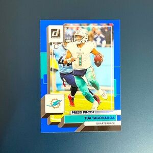 TUA TAGOVAILOA Blue Press Proof 2022 Panini Donruss Miami Dolphins​